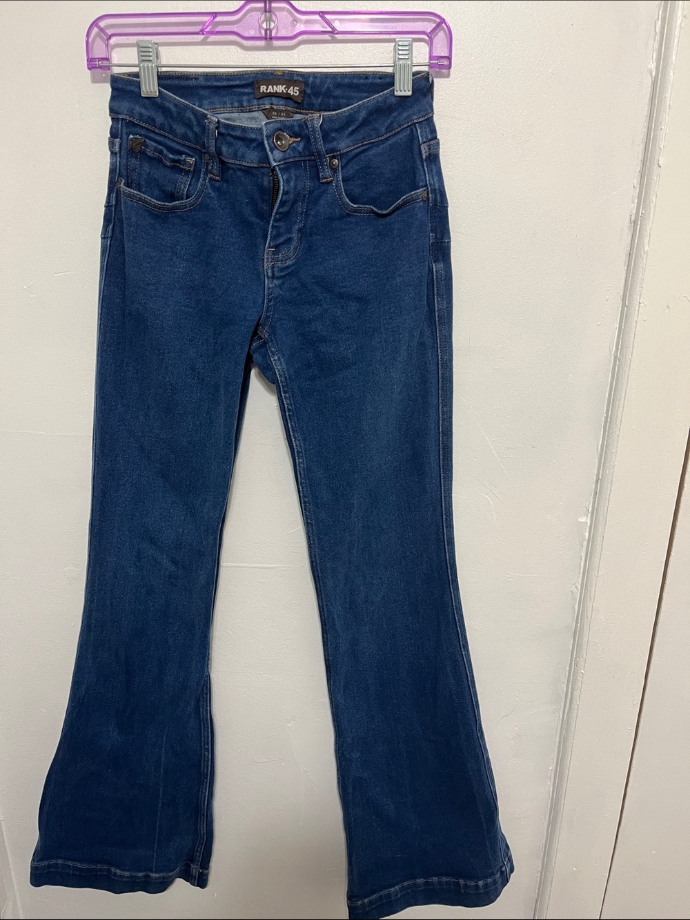 Rank-45 Women's Dark Blue Flare Jeans